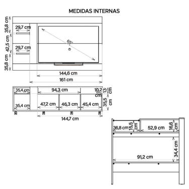 Imagem de Conjunto Sala Bancada Painel Aparador Columbus Caemmun