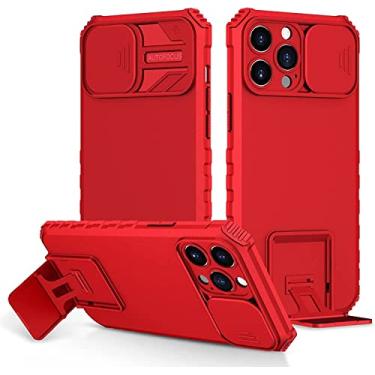 Imagem de IOTUP Capa para iPhone 13/13 Mini/13 Pro/13 Pro Max, capa protetora resistente à prova de choque de corpo inteiro com suporte com capa de câmera deslizante (cor: vermelho, tamanho: 13pro 6,1 polegadas)