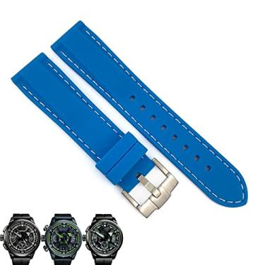 Imagem de HAODEE 19mm 20mm 21mm 22mm pulseira de borracha de silicone para Citizen Seiko SKX Tissot Longines Omega IWC Casio 23mm 24mm Pulseira de relógio esportivo (Cor: Azul branco, Tamanho: 19mm)