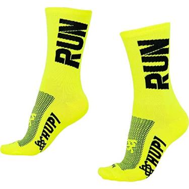 Imagem de Meia Hupi Run para corrida Amarelo Neon/Preto, Cor: Amarelo Neon/preto