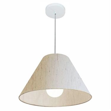 Imagem de Lustre Pendente Cone Cúpula Tecido 25/40x15 cm, Vivare Iluminação, Pendente4078 LLA-35, Linho Bege, Médio