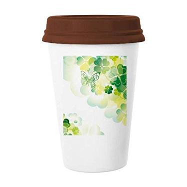 Imagem de Caneca Borboleta de Trevo de Quatro Folhas Dia de São Patrício Caneca de Café Copo de Cerâmica