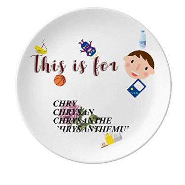 Imagem de Pratos de porcelana com pétalas densas de crisântemo de flores para jantar redondo