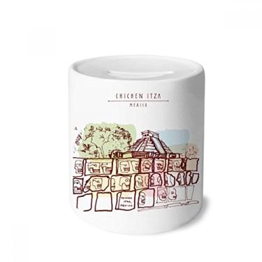 Imagem de DIYthinker Chichen Itza Civilização Antiga México Caixa de Dinheiro Caixa de Cerâmica Porta-Moedas Presente