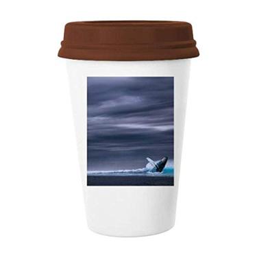 Imagem de Caneca de vidro de cerâmica com imagem da natureza de peixe jubarte do oceano