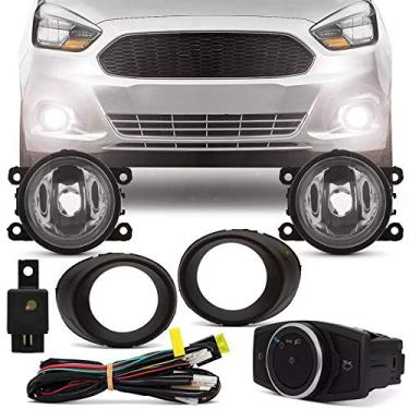 Imagem de Kit Farol de Milha Completo Ford Ka 2015 16 17 18 19 Botão Mod. Original Auxiliar Neblina