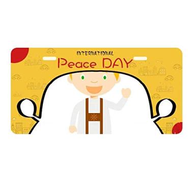 Imagem de DIYthinker Placa de licença de desenho animado Alemanha marrom verde etiqueta decoração de carro dia da paz