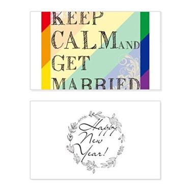 Imagem de LGBT Bandeira do arco-íris Get Married Ano Novo Cartão de felicitações Mensagem de abençoamento Presente
