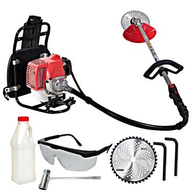 Imagem de Roçadeira Profissional Costal Nakashi C270N 25,4cc 2T Motor NK 270 Com Lâmina de Vídia Ideal Para Cortes e Podas Mais Densas