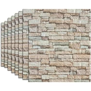 Imagem de Papel De Parede De Tijolo 70x77cm, Painéis De Parede 3D, Espuma 3D De Tijolo PE DIY Adesivo De Parede Papel De Parede Autoadesivo Com 10 Peças,F,20 Unidades,Striking44
