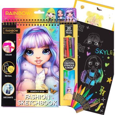 Imagem de Caderno de desenho de moda Scratch & Style com estênceis