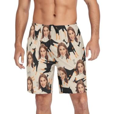 Imagem de Calça de pijama de verão personalizada para cães beagle engraçados para homens pijama curto com bolsos para primavera presentes de Natal P, Short personalizado Doberman and Bones engraçado de desenho