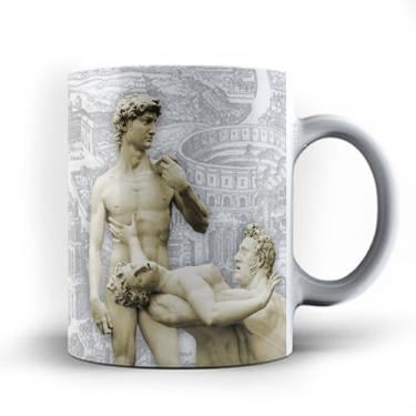 Imagem de Caneca Art David Michelangelo e Rapito das Sabinas roma 24 (Preta)