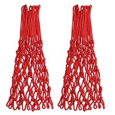 Imagem de Sanung 2 Pieces Professional Basketball Net Replacement, Heavy Duty Anti Whip 12 Loops Red Basketball Rim Net Fits Outdoor and Indoor Standard Size Basketball Hoop Net for All Weather