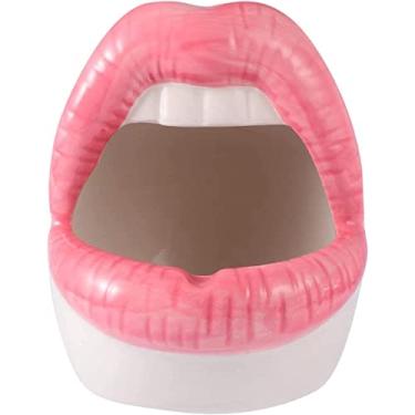 Imagem de Cinzeiros criativos de cerâmica para cigarros com estilo de lábios, cinzeiros modernos portáteis de mesa para uso externo,interior,escritório,bar,pátio,fumar,artesanal para homens e