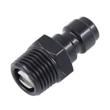 Imagem de HMKUGO Adaptador de plugue de desconexão rápida de 8 mm, rosca macho NPT de 1/20.3 cm, acessórios para adaptador de airsoft PCP Foster, cobre banhado a zinco preto
