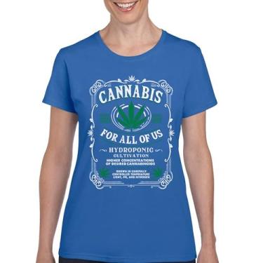 Imagem de Camiseta feminina Cannabis for All 420 Weed Leaf Smoking Marijuana Legalize Pot Funny High Stoner Humor Pothead, Azul, GG