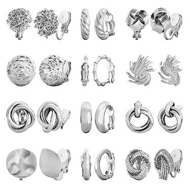 Imagem de NEWITIN 12 pares de brincos de pressão para mulheres, lindos brincos de cristal, brincos de pérola, encantadores, modernos, brincos sem piercing para meninas, Metal, Sem pedras preciosas