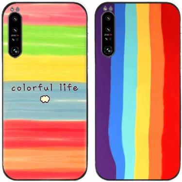 Imagem de 2 peças colorido vida arco-íris impresso TPU gel silicone capa de telefone traseira para Sony Xperia todas as séries (Sony Xperia 1 IV)