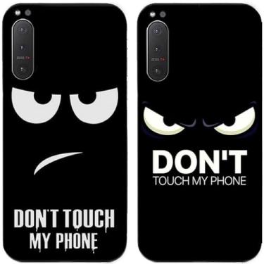 Imagem de 2 peças Don't Touch My Phone impresso TPU gel silicone capa traseira para telefone Sony Xperia Series (Sony Xperia 5 II)