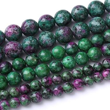 Imagem de 45 peças, 8 mm, contas de pedra zoisita epidoto natural redondas soltas para fabricação de joias faça você mesmo energia pedra cura poder pulseira 38 cm