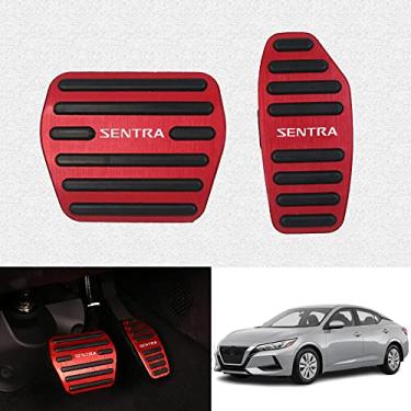 Imagem de Kakash Acessórios interiores personalizados para Nissan Sentra 2020 2021 2022 liga de alumínio capas de pedal acelerador a gás, antiderrapante sem perfuração pastilhas de pedal de freio 2