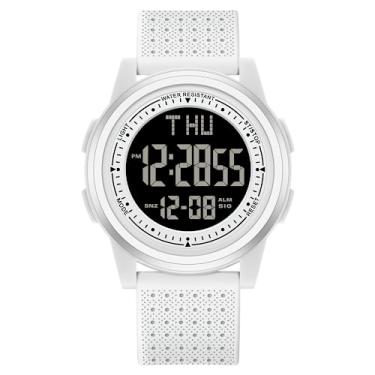 Imagem de NN BEN NEVIS Relógio para homem, relógio digital com cronômetro/contagem regressiva/alarme/horário duplo/calendário, relógio de pulso masculino simples e minimalista, presentes para homens e mulheres, 02-branco-B