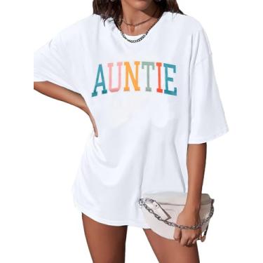 Imagem de Camiseta feminina Aunt Best Auntie para chá de bebê, anúncio do Dia das Mães, camisetas de manga curta, Branco, G