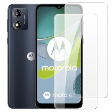 Imagem de Shantime (Pacote com 2 protetores de tela de vidro temperado para Motorola Moto E13 4G filme de proteção HD ultra transparente para Motorola Moto E13 4G (6,5 polegadas) (TM2)