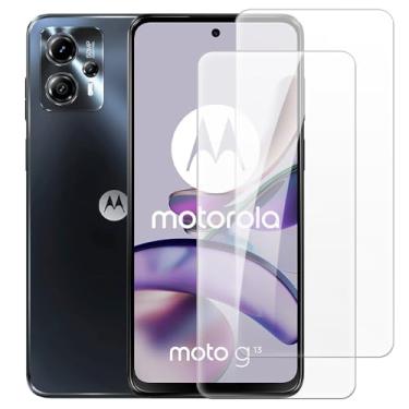 Imagem de Shantime (Pacote com 2 protetores de tela de vidro temperado para Motorola Moto G13 4G filme de proteção HD ultra transparente para Motorola Moto G23 4G (6,5 polegadas) (TM2)