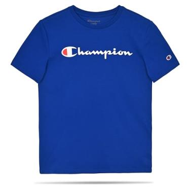 Imagem de Champion Camiseta para meninos, camiseta infantil para meninos, camiseta leve para crianças, escrita e estampa, Azul característico, M
