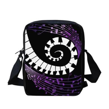 Imagem de HUGS IDEA Bolsa de ombro feminina com estampa de cavalo animal para viagens escolares, Notas musicais de teclas de piano, Small