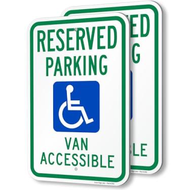 Imagem de SmartSign (Pacote com 2) Placa de metal "Reservada Acessível Van de Estacionamento Reservado" de 45,7 x 30,5 cm, composto de alumínio de 120 mm (ACM), material reflexivo de grau de engenheiro,