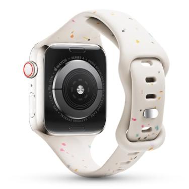 Imagem de RUIXTIPAD Pulseira esportiva de silicone para Apple Watch - Starlight de 42 mm