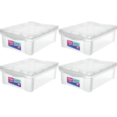 Imagem de Kit 4 Caixas Organizadoras Plásticas com Tampa Empilhável 13