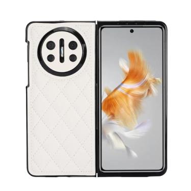 Imagem de Capa para celular Huawei Mate X3, couro macio com padrão luxuoso antichoque, capa de telefone fina, estilo moderno (branca)