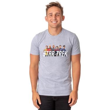 Imagem de Camiseta unissex Star Trek Capitão Kirk Picard Janeway Archer Sisko gola redonda, Cinza, G