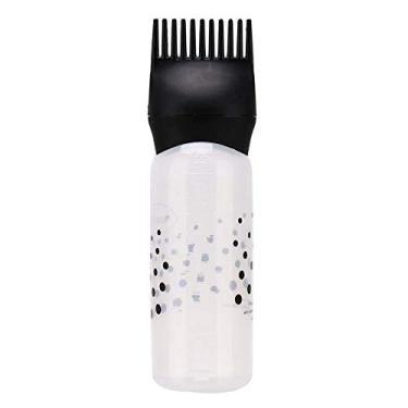 Imagem de Frasco para coloração de cabelo, frasco aplicador de pente de raiz, frasco de 170 ml de aplicação de corante para cabeleireiros, barbearias (preto)