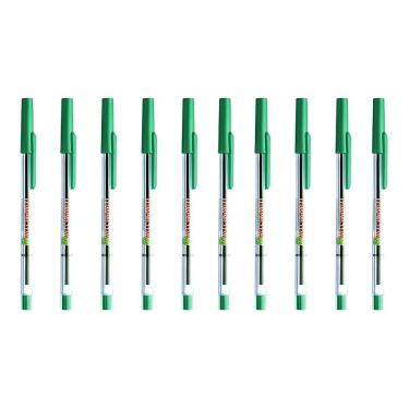 Imagem de 10 Canetas Compactor Esferográfica Fina 0.7 Verde