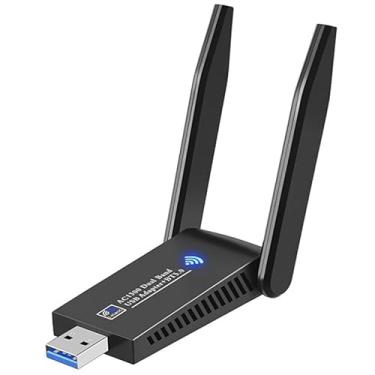 Imagem de Placa de rede sem fio WiFi de banda dupla AC1300 + adaptador BT 5.0 USB 3.0 1300M 802.11ac adaptador Bluetooth 5.0 com antena para laptop PC 2,4 GHz + mini dongle de 5,8 GHz