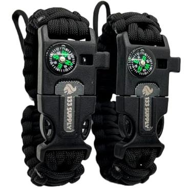Imagem de 133 SUPPLY Pulseira Paracord Bússola, caminhada, sobrevivência, emergência, apito, incêndio, kit para iniciantes, equipamento de acampamento, caminhada, acessórios de pesca, caça, equipamento