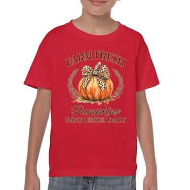 Imagem de Camiseta juvenil Farm Fresh Pumpkins outono aconchegante estação milho labirinto festival dia de ação de graças peru outono crianças fofas, Vermelho, M