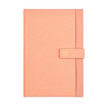 Imagem de Joucien Conjunto simplificado de caixa de caderno de couro executivo caderno de reunião de escritório - raiz em pó cor-A5- Conjunto de caixa + caneta de assinatura