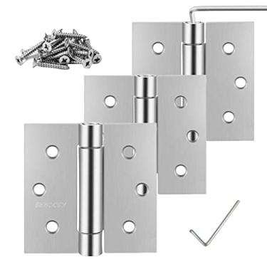 Imagem de Dobradiças de aço inoxidável com fechamento automático de 8,9 cm, dobradiças de porta ajustáveis automáticas para fechar com canto quadrado (prata)