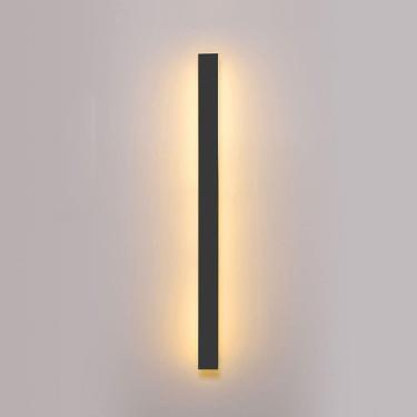Imagem de Luminária de parede externa LED Luminária de parede retangular com acabamento preto Arandela de parede longa linear criativa IP65 Lâmpadas de parede à prova d'água para varanda, sala de esta