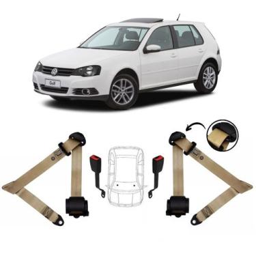 Imagem de Par de Cintos de Segurança 3 pontos Golf + Par de Fechos - HCML, Bege