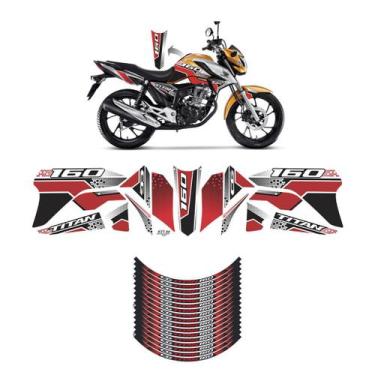 Imagem de Kit Adesivos Carenagem E Friso Honda CG Titan 160 2022 Verm - Resitank