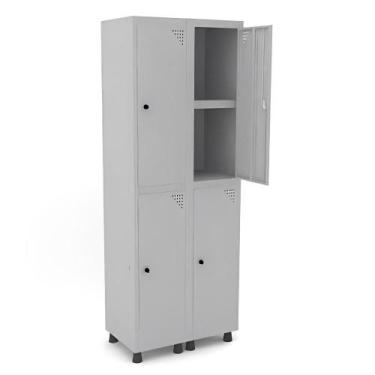 Imagem de Roupeiro De Aço 4 Portas Grandes Insalubre Grp/f-502/4 Com Chave Cinza