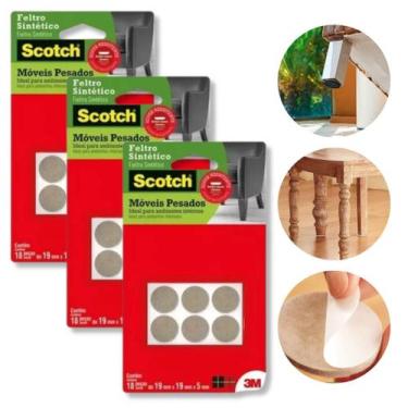 Imagem de Kit Com 3 Cartelas Feltro Adesivo P/ Móveis Cadeiras Pés Mesas Pesados