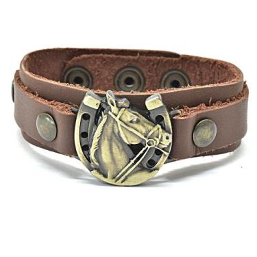 Imagem de Pulseira Em Couro Atrevidu's Ajustável Cavalo - Atrevidu's Country